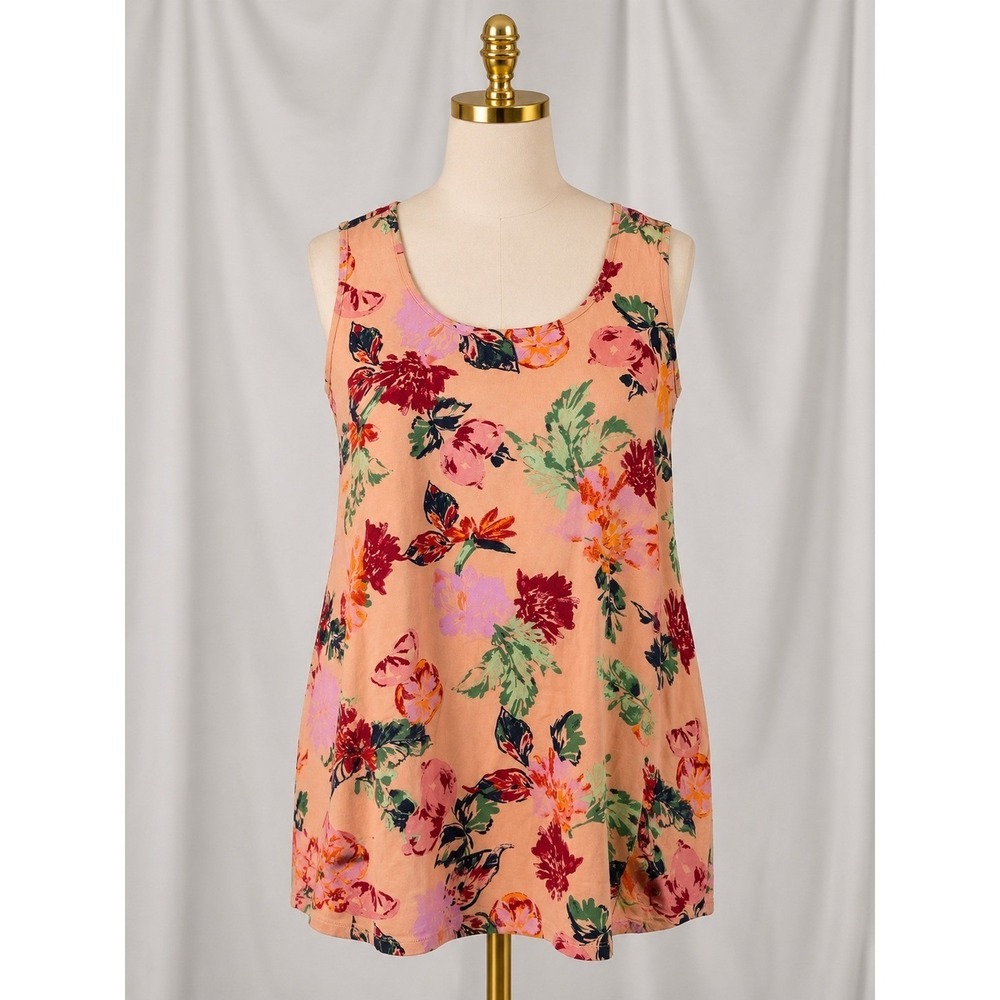 Denim & Co Printed Favorite Jersey Scoop Neck Swing Tank Top Dust Shell #A602669